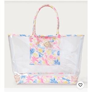 New Lilly Pulitzer Beach Tote Bag Multi Barefoot Beachcomber GWP May 2025